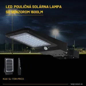 LED pouličné solárne svietidlo so senzorom 1600lm