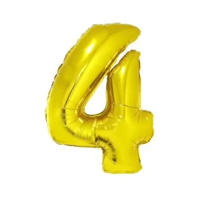 Balónové fóliové číslice 4 zlaté 92cm