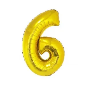 Balónik z fólie s číslicou 6 zlatý 92cm