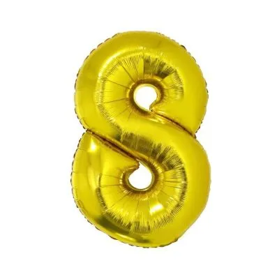 Balónik z fólie s číslicou 8 zlatý 92cm