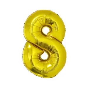 Balónik z fólie s číslicou 8 zlatý 92cm