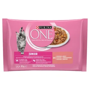 Purina One kapsička pre mačky Junior losos a mrkva 4 x 85 g