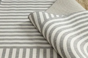 Koberec šnúrkový SIZAL FLAT 49376637 kruhy, pruhy sivý / krémový