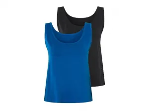 esmara® Dámsky top, 2 kusy (čierna/modrá, XS (32/34))