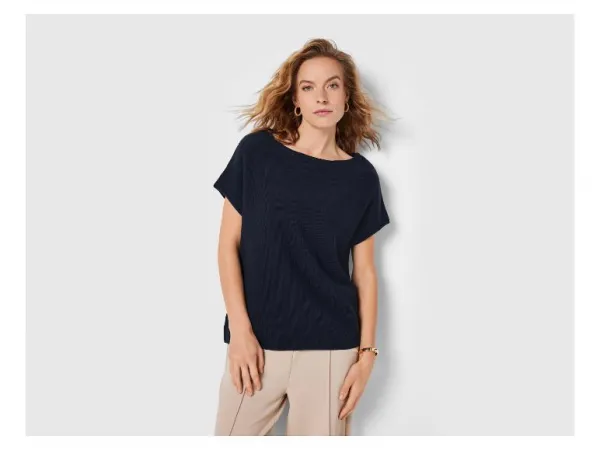 esmara® Dámsky pulóver s krátkym rukávom (navy modrá, M (40/42))