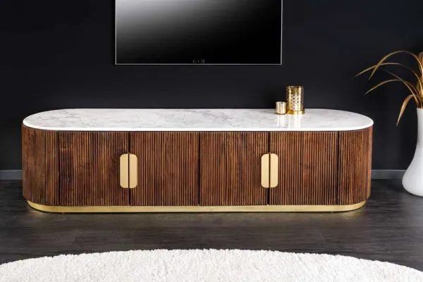 LuxD Dizajnový TV stolík Daichi 170 cm mango / mramor