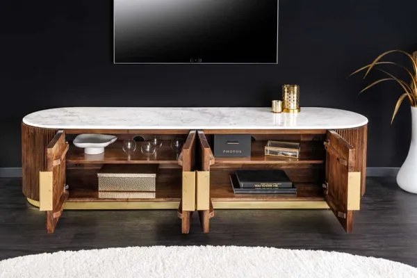 LuxD Dizajnový TV stolík Daichi 170 cm mango / mramor
