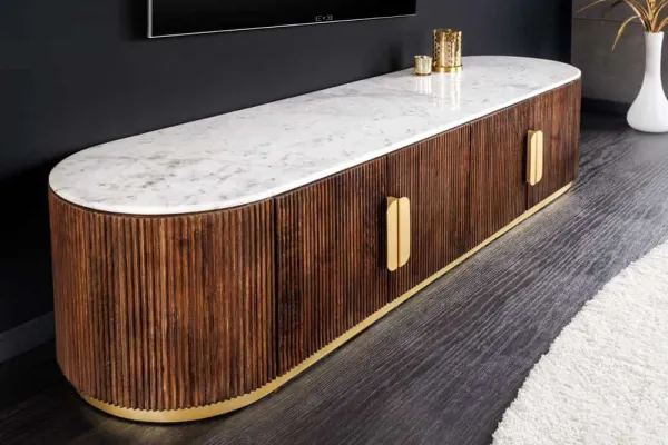 LuxD Dizajnový TV stolík Daichi 170 cm mango / mramor