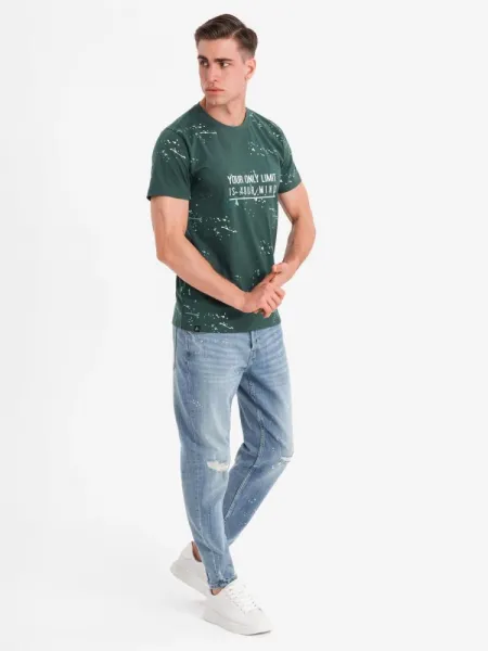 Módne tričko s nápisom pre mužov zelené