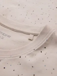 Módne tričko s nápisom pre mužov béžové