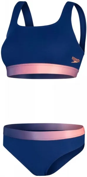Speedo textured deep u-back 2 piece ammonite/coral/miami lilac 3xl -