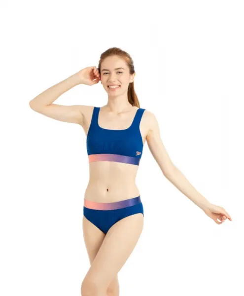 Speedo textured deep u-back 2 piece ammonite/coral/miami lilac 3xl -