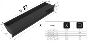 Kratki | Tunelová mriežka LUFT 90x800 45S - biela LUFT/9/60/45S/B