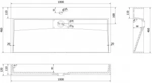 MEXEN - Ava umývadlo na dosku liaty mramor 1/O 100 x 46, čierna 23011071