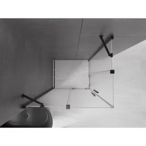 MEXEN/S - Velar Duo sprchovací kút, posuvné dvere 90 x 80, dekor, čierna 871-090-080-32-70