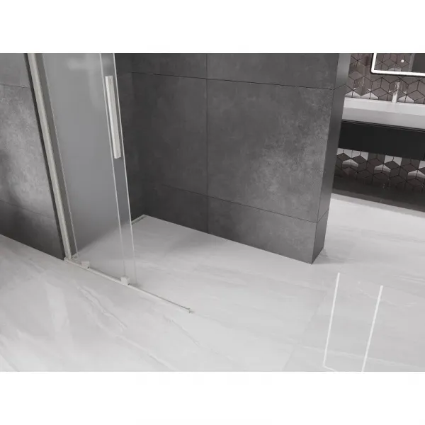 MEXEN/S - Velar Sprchová zástena posuvná Walk-in 100 x 200, dekor 8 mm, nikel kartáčovaný 871-100-000-33-97