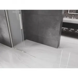 MEXEN/S - Velar Sprchová zástena posuvná Walk-in 100 x 200, dekor 8 mm, nikel kartáčovaný 871-100-000-33-97