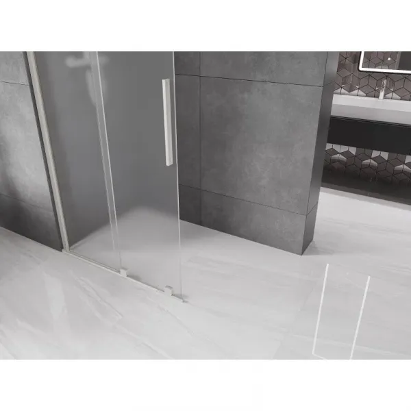 MEXEN/S - Velar Sprchová zástena posuvná Walk-in 80 x 200, dekor 8 mm, nikel kartáčovaný 871-080-000-33-97