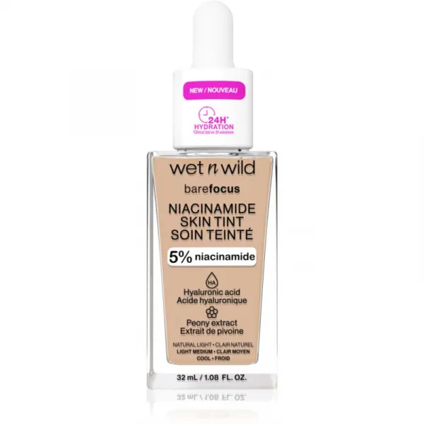 Wet n Wild BareFocus Niacinamide Skin Tint ľahký hydratačný make-up odtieň Natural Light (Cool) 32 ml
