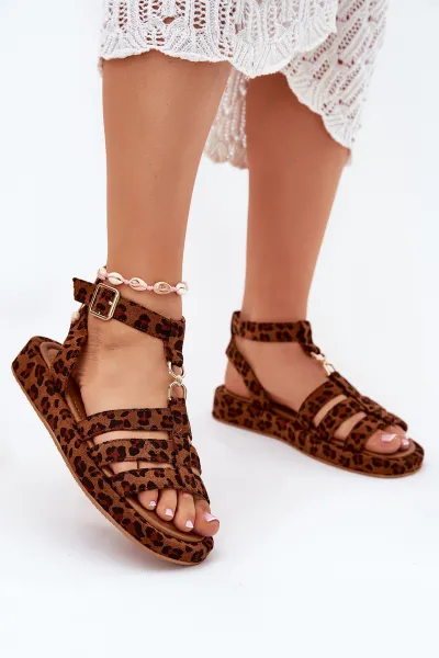 Boto Dámske sandále na platforme so zlatým detailom leopard Kartia