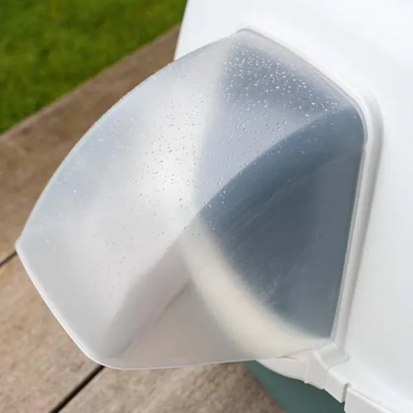 STEFANPLAST Chic Outdoor 56x54,5x39cm vonkajšia krytá mačacia toaleta s malou strechou na odtok vody biela/svetlo hnedá