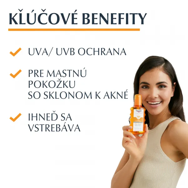 Eucerin Sun Dry Touch Oil Control transparentný ochranný sprej SPF 50 200 ml