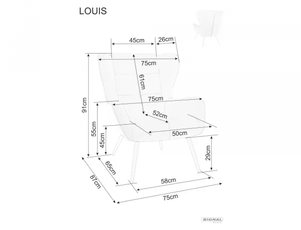 Signal Křeslo Louis Velvet černé