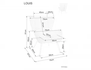 Signal Křeslo Louis Velvet černé