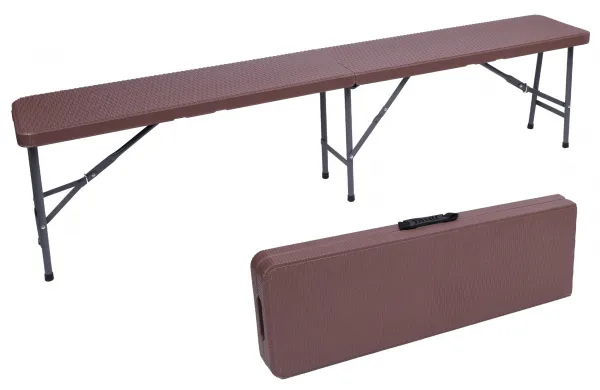 Ratanový hnedý cateringový set stôl 180 cm + 2 lavice