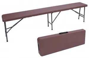 Ratanový hnedý cateringový set stôl 180 cm + 2 lavice