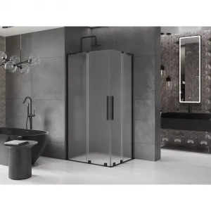 MEXEN/S - Velar L Duo sprchovací kút, posuvné dvere 100 x 90, dekor, čierna 871-100-090-02-33-70