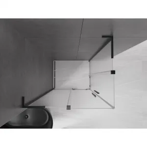 MEXEN/S - Velar L Duo sprchovací kút, posuvné dvere 90 x 80, dekor, čierna 871-090-080-02-33-70