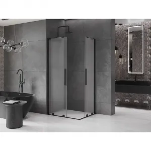 MEXEN/S - Velar L Duo sprchovací kút, posuvné dvere 100 x 90, dekor, čierna 871-100-090-02-33-70