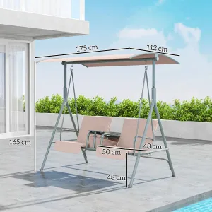 Outsunny Zahradní houpačka, dvoumístná, růžová
