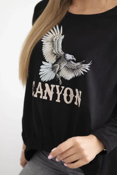 Kesi Dámska blúzka s nápisom Eagle a Canyon čierny