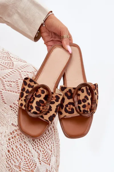 Boto Dámske Ploché Sandále S Ozdobnou Prackou Leopard Luwam