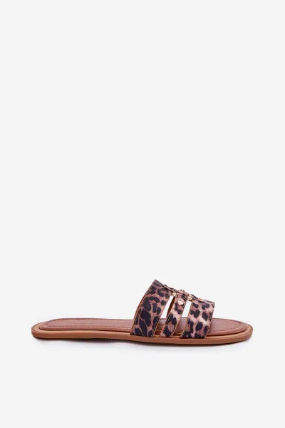 Boto Ploché Dámske Šľapky So Zlatým Detailom Leopard Noroti
