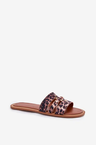 Boto Ploché Dámske Šľapky So Zlatým Detailom Leopard Noroti