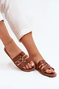 Boto Ploské Dámske Sandále So Zlatým Detailom Camel Noroti