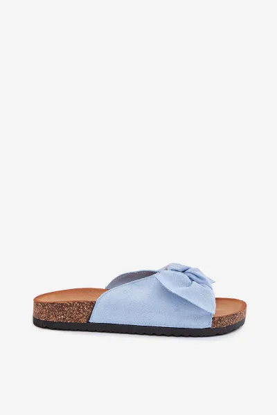 Boto Dámske Pantofle Na Korkovej Podošve S Mašľou Modré Seressa