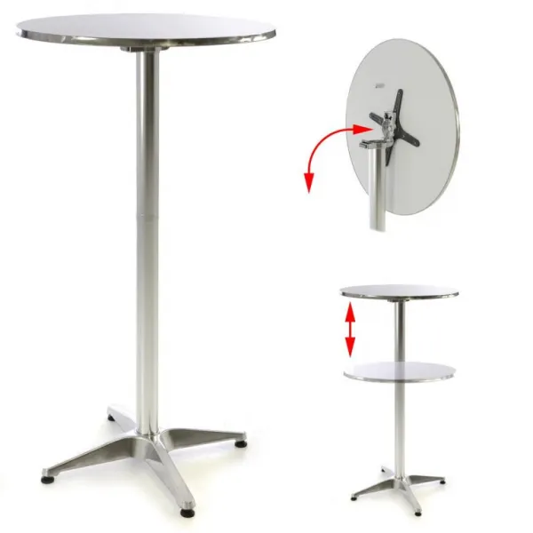 Barový stôl 115 cm okrúhly - strieborný