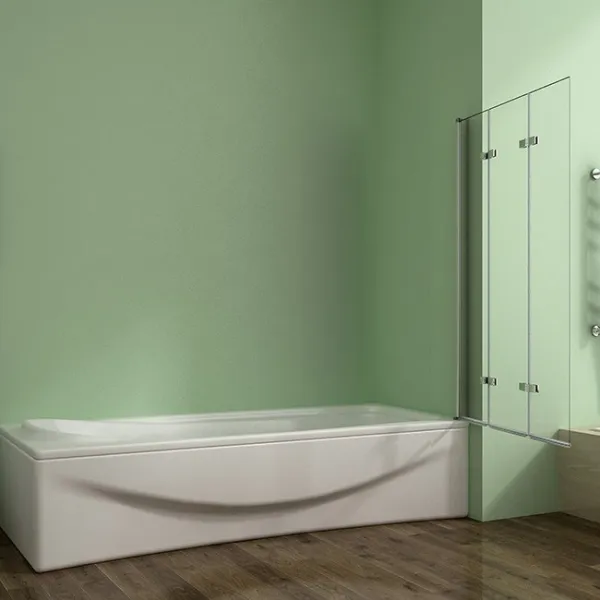 H K - Vaňová zástena S33 130x140cm - trojdielna sklopná, číre sklo SE-S33-130
