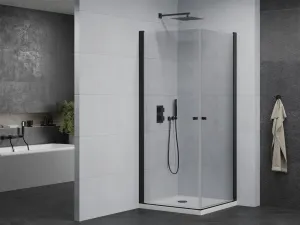 MEXEN/S - PRETORIA duo sprchovací kút 80 x 80, transparent, čierny + vanička vrátane sifónu 852-080-080-70-02-4010B