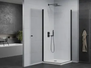MEXEN/S - PRETORIA duo sprchovací kút 80 x 80, transparent, čierny + vanička vrátane sifónu 852-080-080-70-02-4010B
