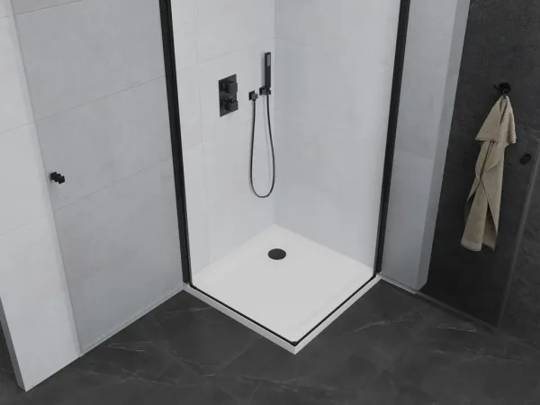 MEXEN/S - PRETORIA duo sprchovací kút 80 x 80, transparent, čierny + vanička vrátane sifónu 852-080-080-70-02-4010B
