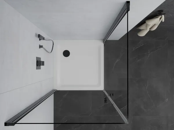 MEXEN/S - PRETORIA duo sprchovací kút 80 x 80, transparent, čierny + vanička vrátane sifónu 852-080-080-70-02-4010B