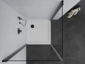 MEXEN/S - PRETORIA duo sprchovací kút 80 x 80, transparent, čierny + vanička vrátane sifónu 852-080-080-70-02-4010B