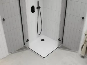 MEXEN/S - Roma Duo sprchovací kút 70x70, transparent, čierna + vanička so sifónom 854-070-070-70-02-4010B