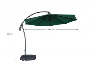 Záhradný slnečník Houseland Vortexa 300 cm tmavozelený