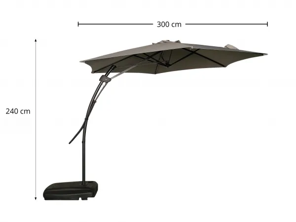 Záhradný slnečník Houseland Zylo 300 cm svetlosivý